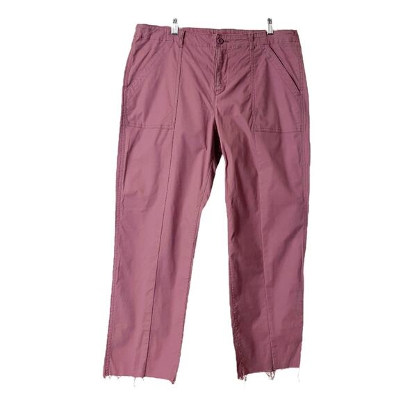 Old Navy Pants Utility Straight Leg Raw Hem Cargo Casual Pink Women’s 14 Plus - Picture 1 of 12